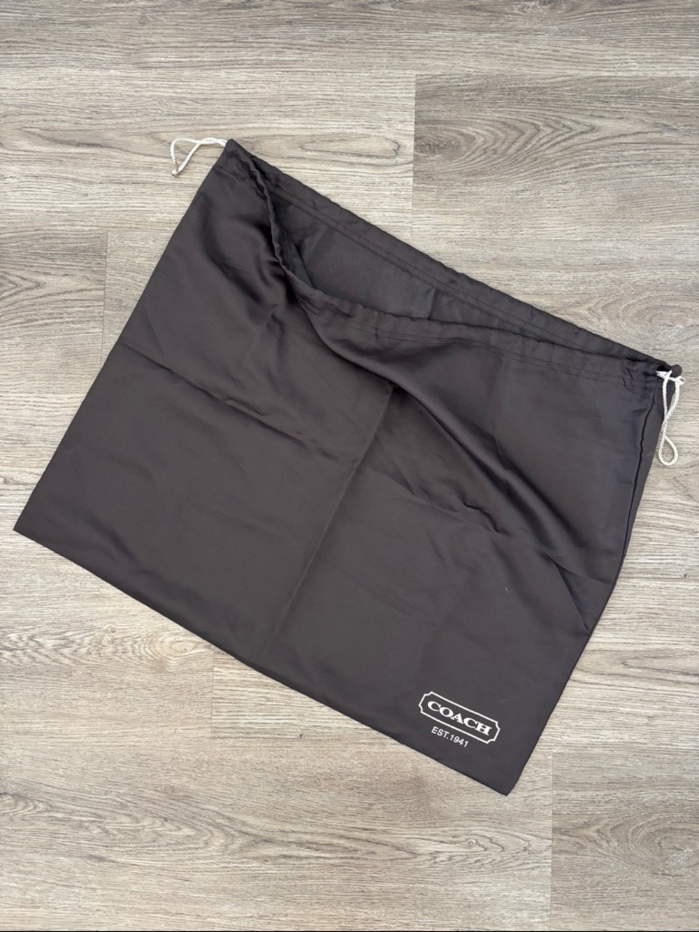Coach Chocolate Brown Drawstring Logo Large Dust Laundry Bag
